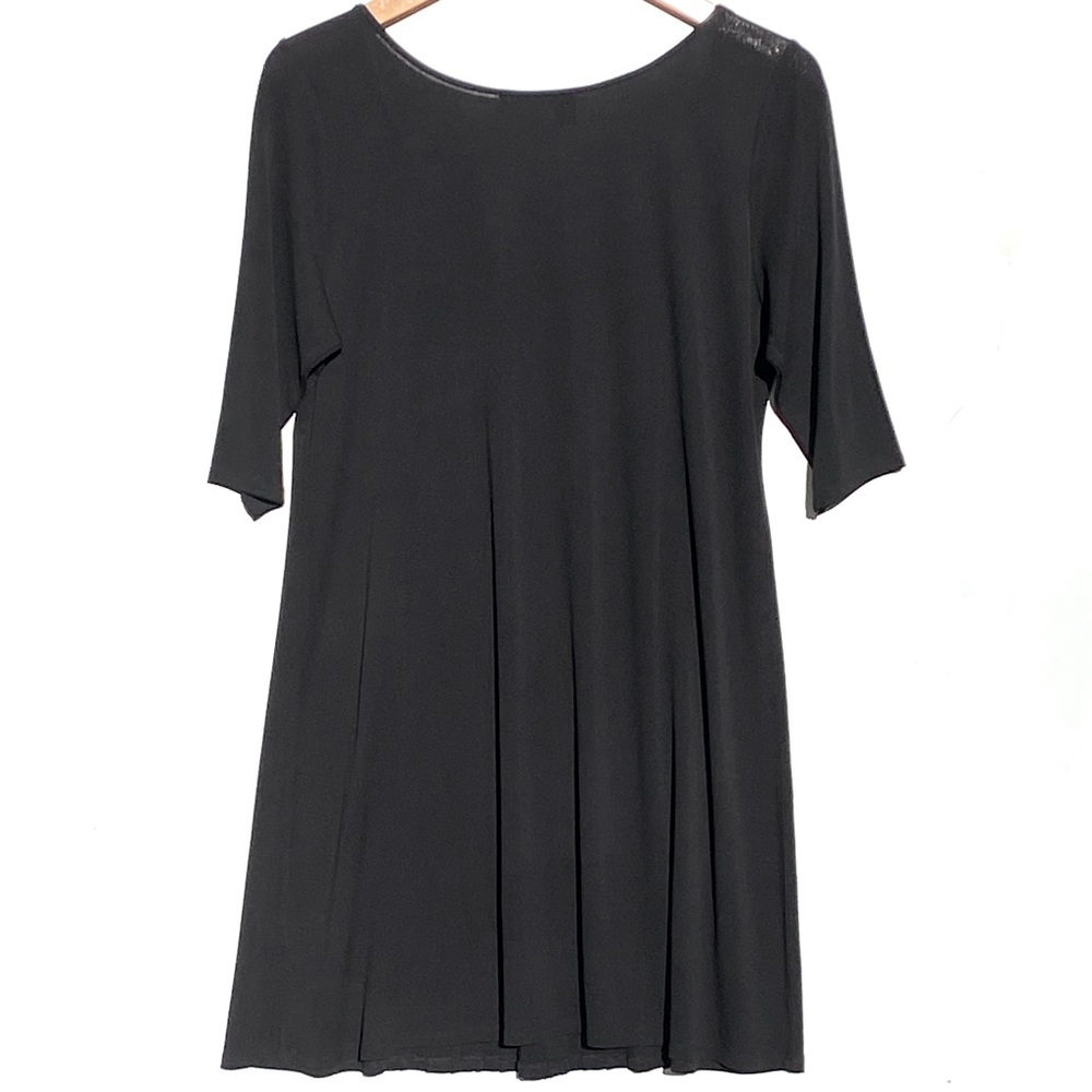 EILEEN FISHER Women’s Black Silk Jersey Pleated Front Dress Tunic 3/4 Sleeve - Picture 5 of 5